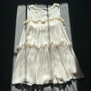 RED Valentino White Tiered Silk Mini Dress